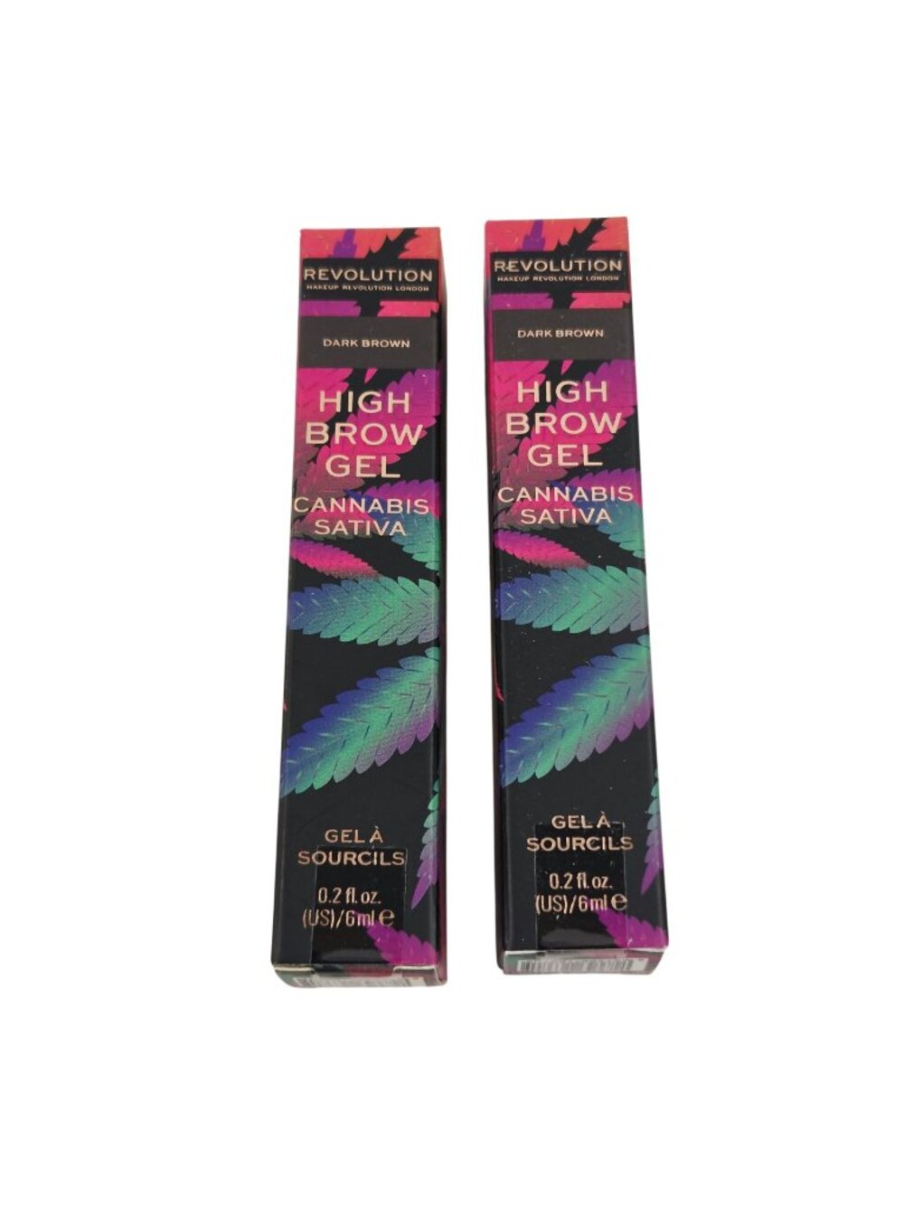 Revolution High Brow Gel Dark Brown 0.2 fl oz Set of 2 NIP Sealed Box Eye Makeup